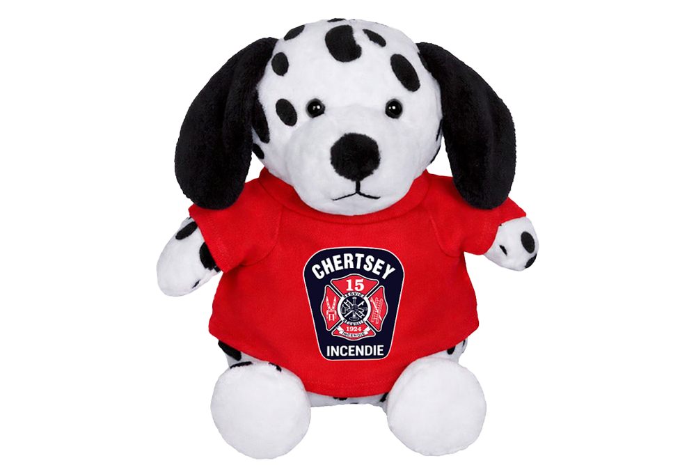 Peluche dalmatien portant un chandail personnalisable